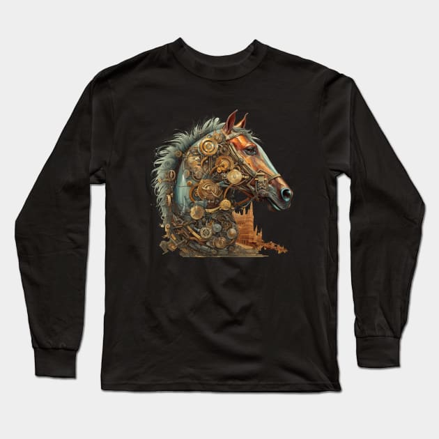 Steampunk Horse Long Sleeve T-Shirt by Urban Archeology Shop Gallery